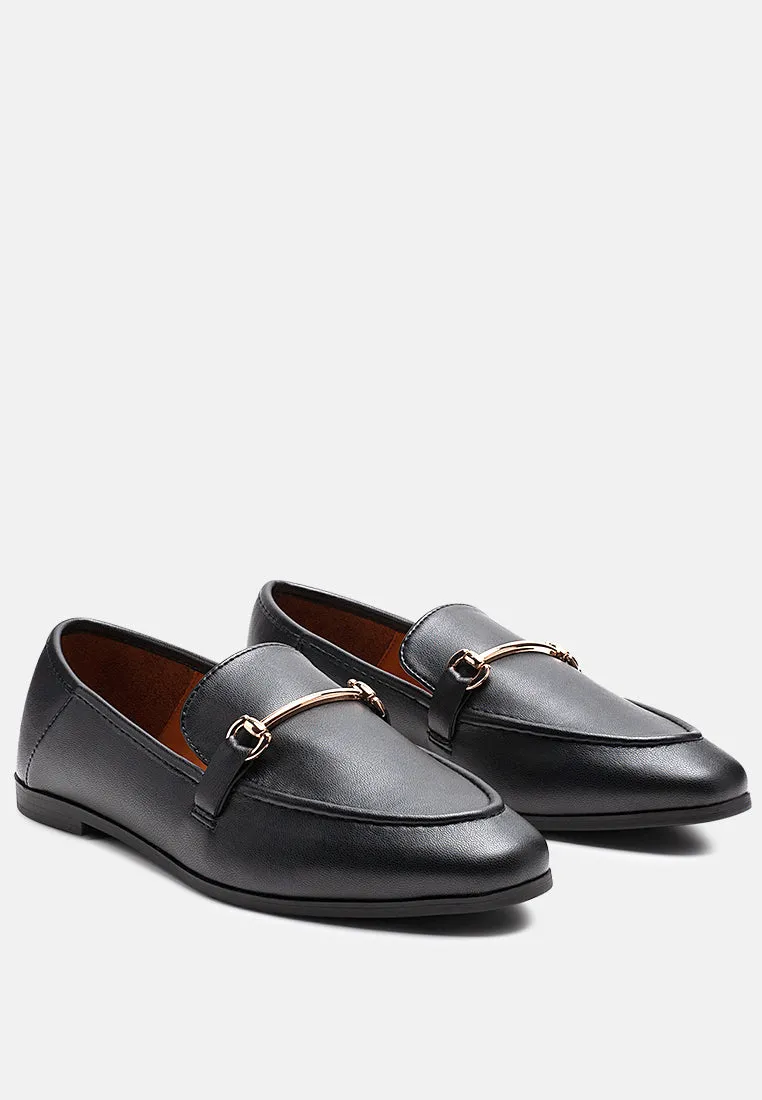 Raire Foldable Faux Leather Loafer Flats