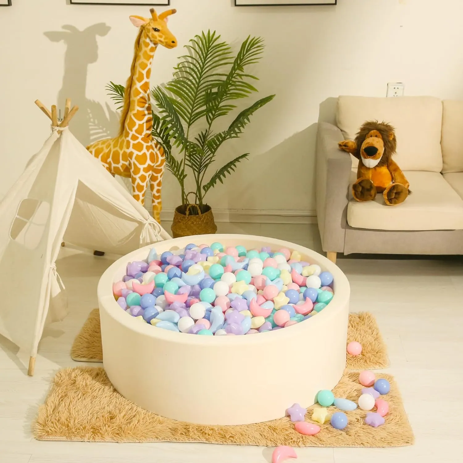 Realhaha Ball Pits Balls Shapes for Toddlers,100pcs Plastic Star Balls for Slide,Playpen, Birthday Party, Christmas Decoration, Great Gift for Boys Girls, Small or Medium
