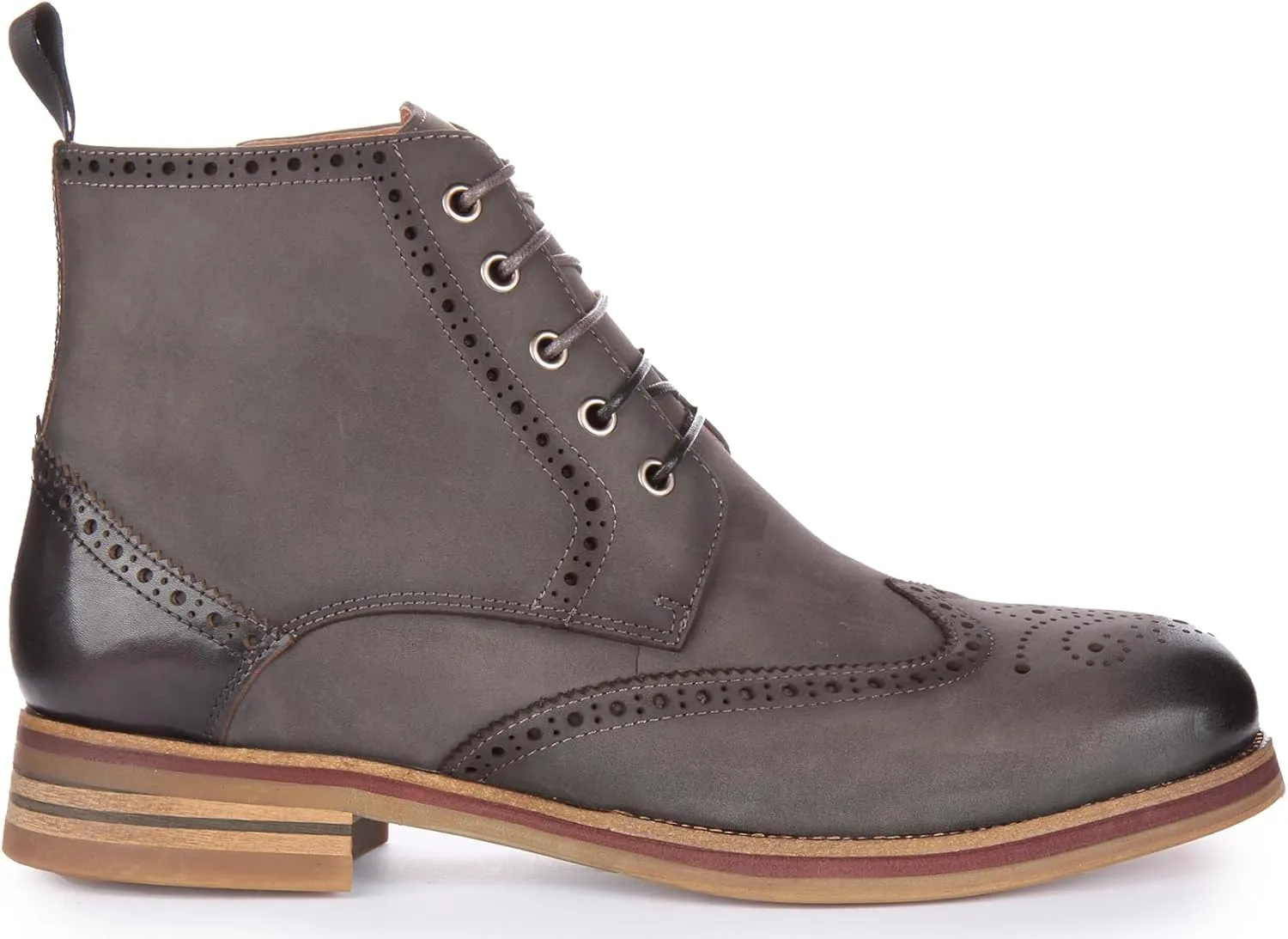 Reid Men's Leather Brogue Ankle Boots, Lace Up Design, Comfortable Versatile Wear