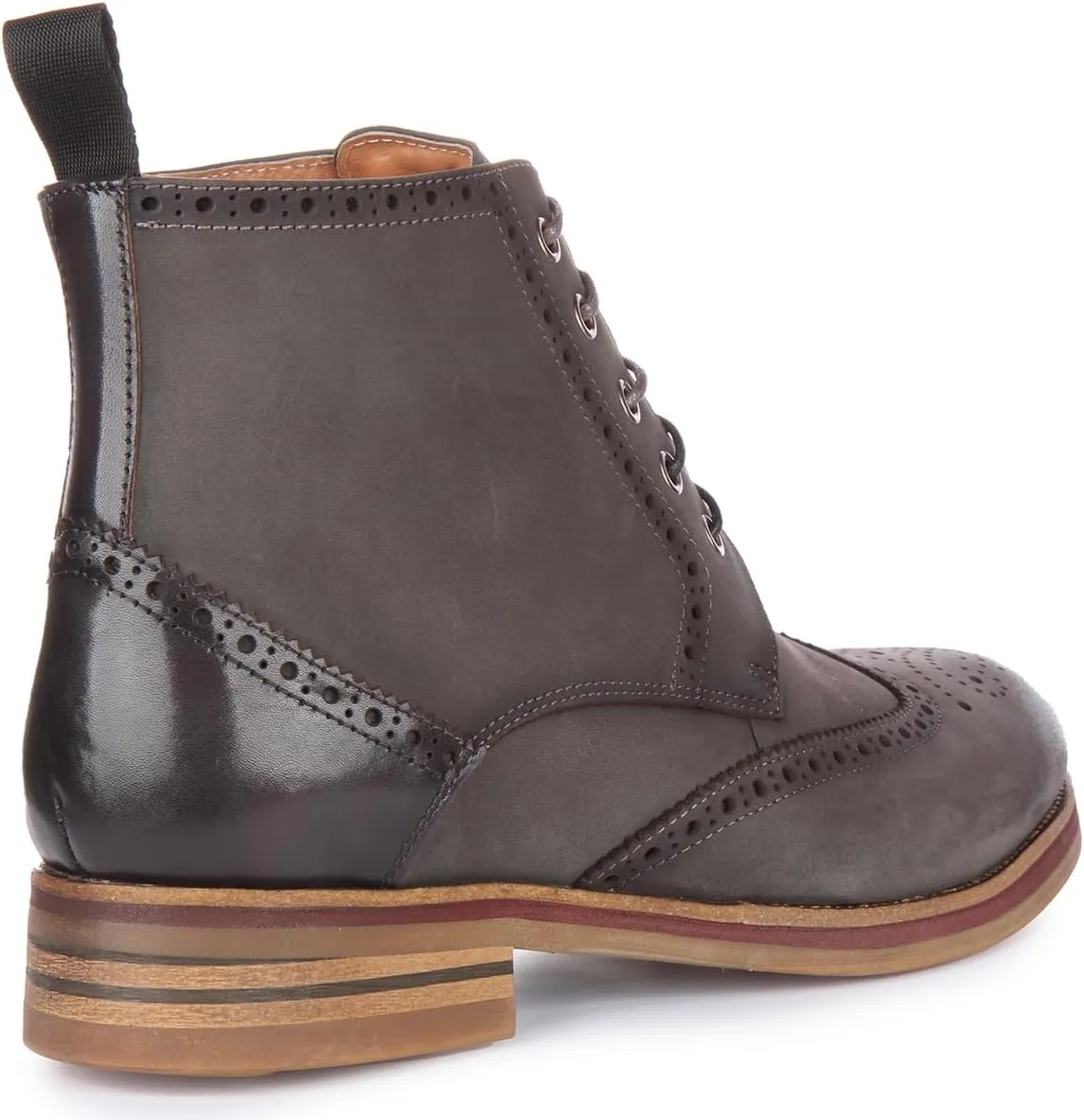Reid Men's Leather Brogue Ankle Boots, Lace Up Design, Comfortable Versatile Wear