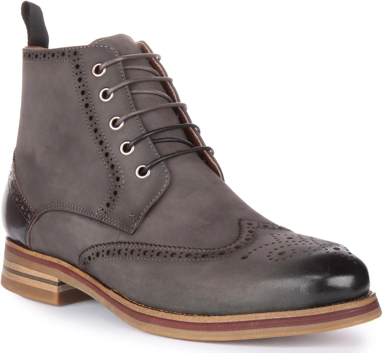 Reid Men's Leather Brogue Ankle Boots, Lace Up Design, Comfortable Versatile Wear