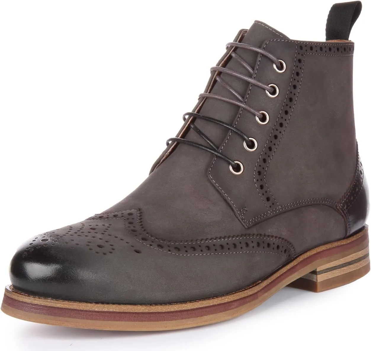 Reid Men's Leather Brogue Ankle Boots, Lace Up Design, Comfortable Versatile Wear