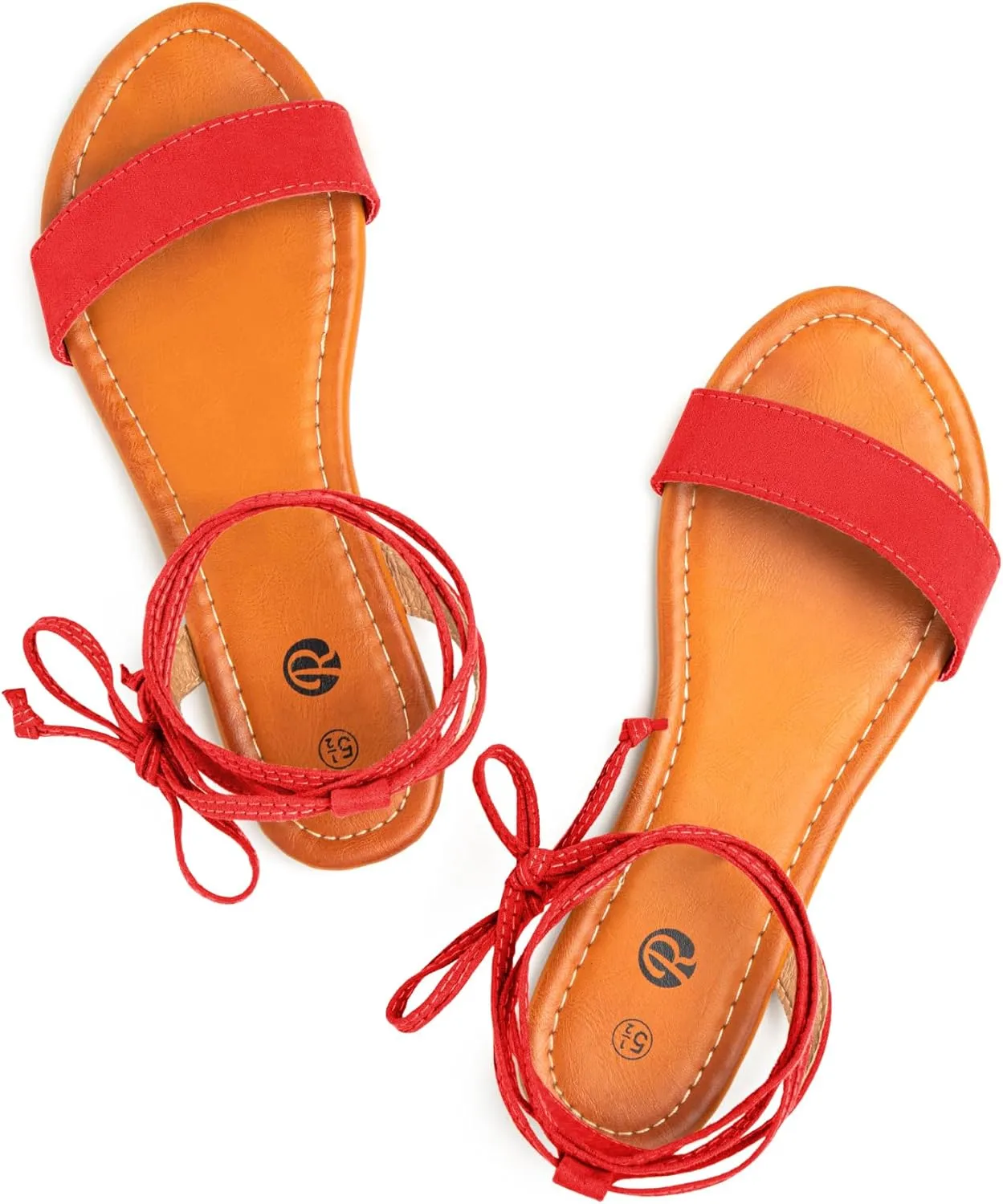 Rekayla Open Toe Tie Up Ankle Wrap Flat Sandals for Women