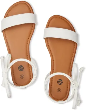 Rekayla Open Toe Tie Up Ankle Wrap Flat Sandals for Women