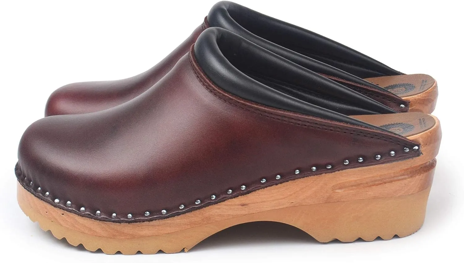Rembrandt Bastad Slip On Closed Toe Non Slip Womens Leather Wooden Nursing Chef Work Swedish Clogs