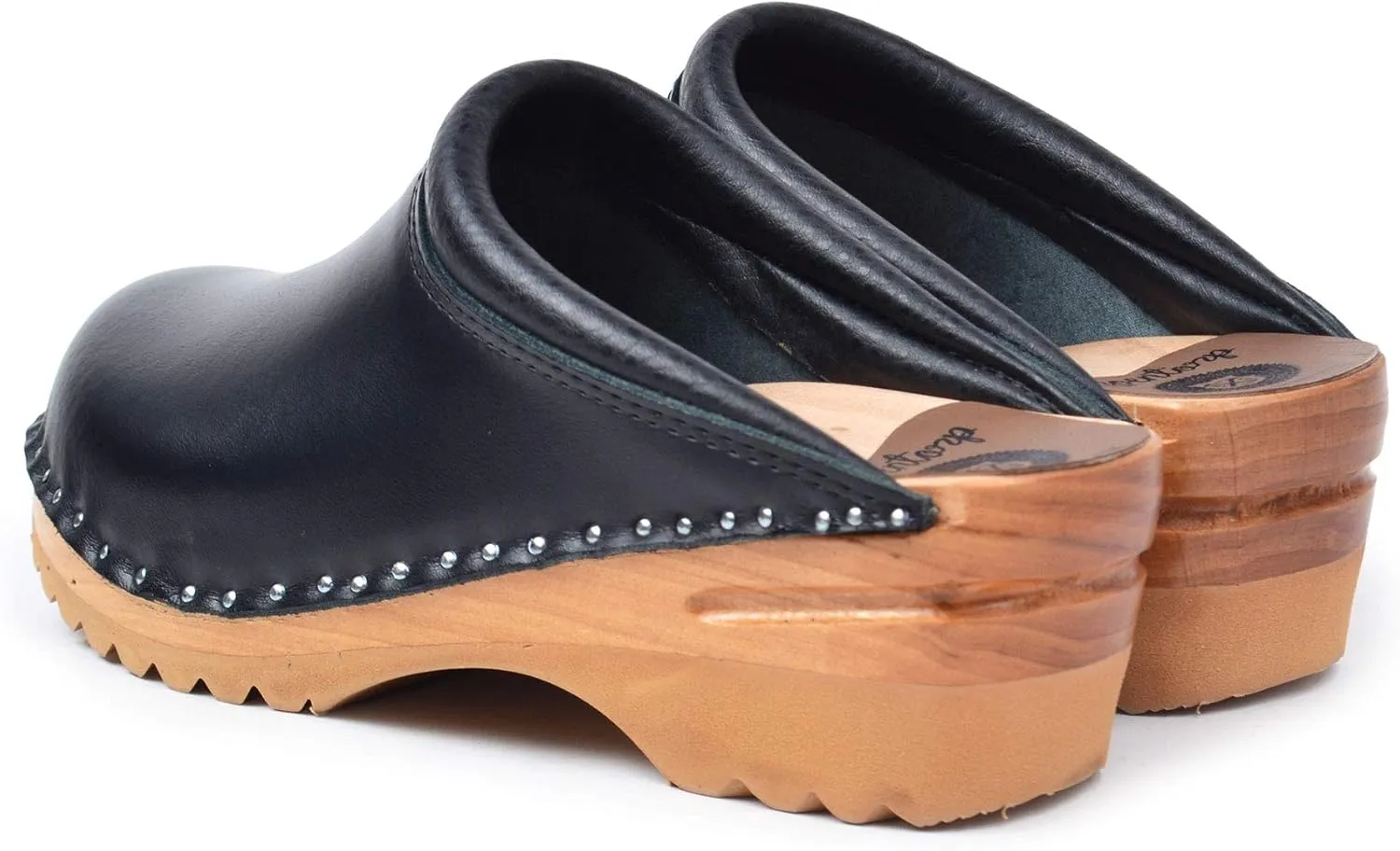 Rembrandt Bastad Slip On Closed Toe Non Slip Womens Leather Wooden Nursing Chef Work Swedish Clogs