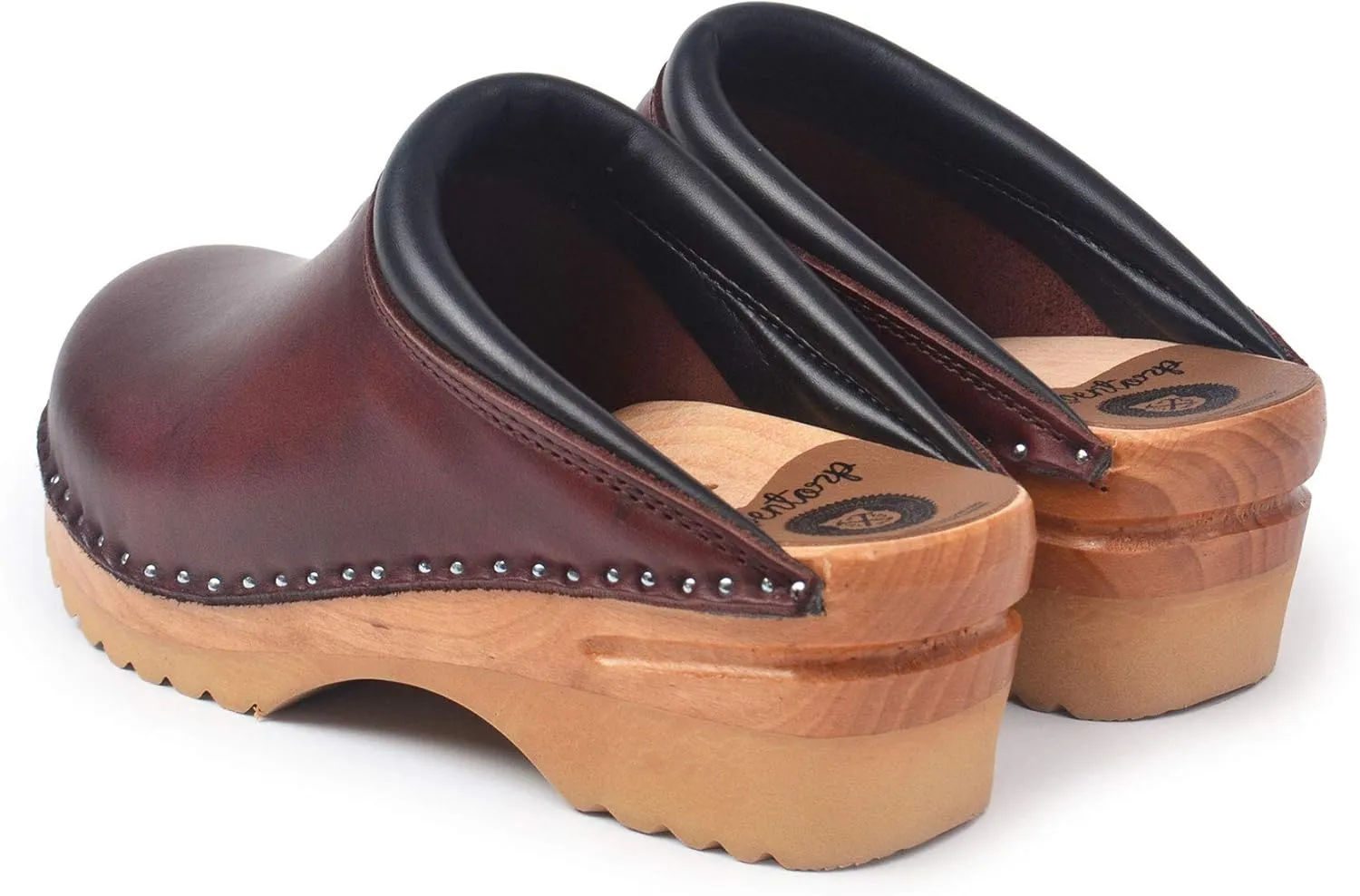 Rembrandt Bastad Slip On Closed Toe Non Slip Womens Leather Wooden Nursing Chef Work Swedish Clogs