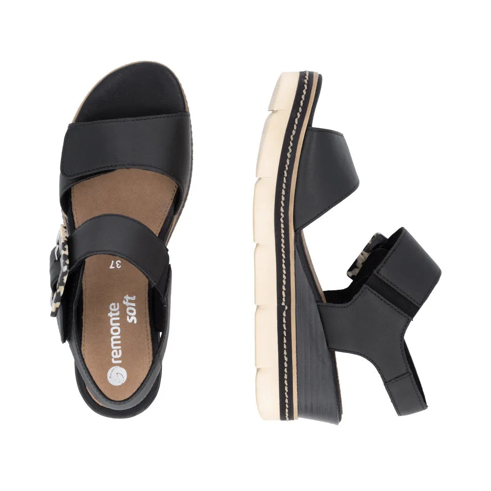 Remonte D2L53 - Ladies Wedge Sandal in Black