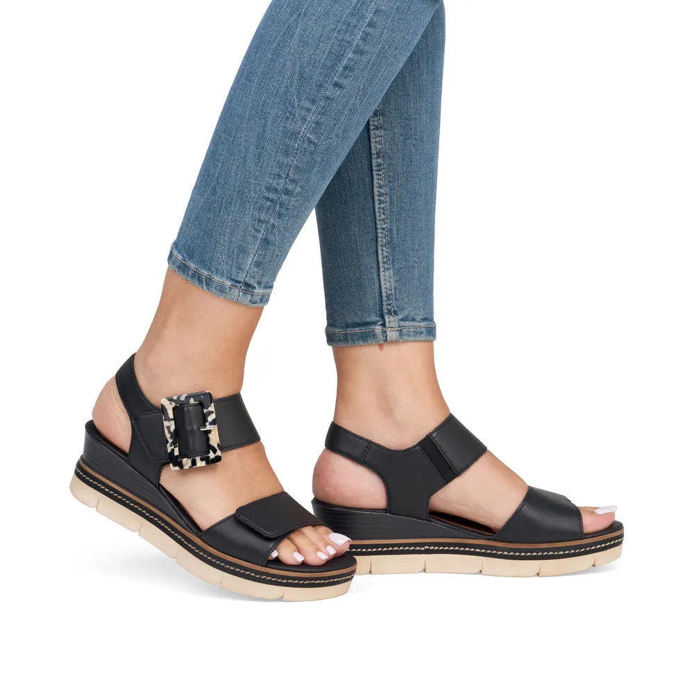 Remonte D2L53 - Ladies Wedge Sandal in Black