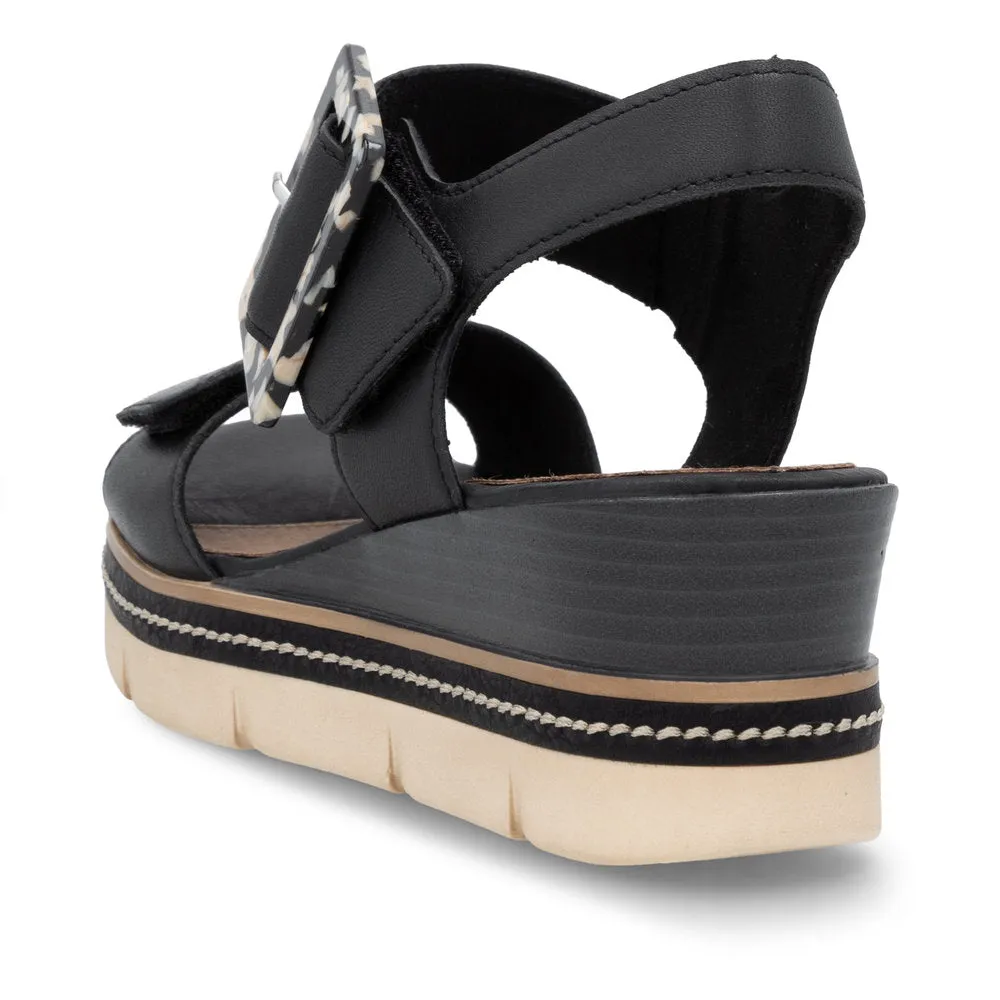 Remonte D2L53 - Ladies Wedge Sandal in Black