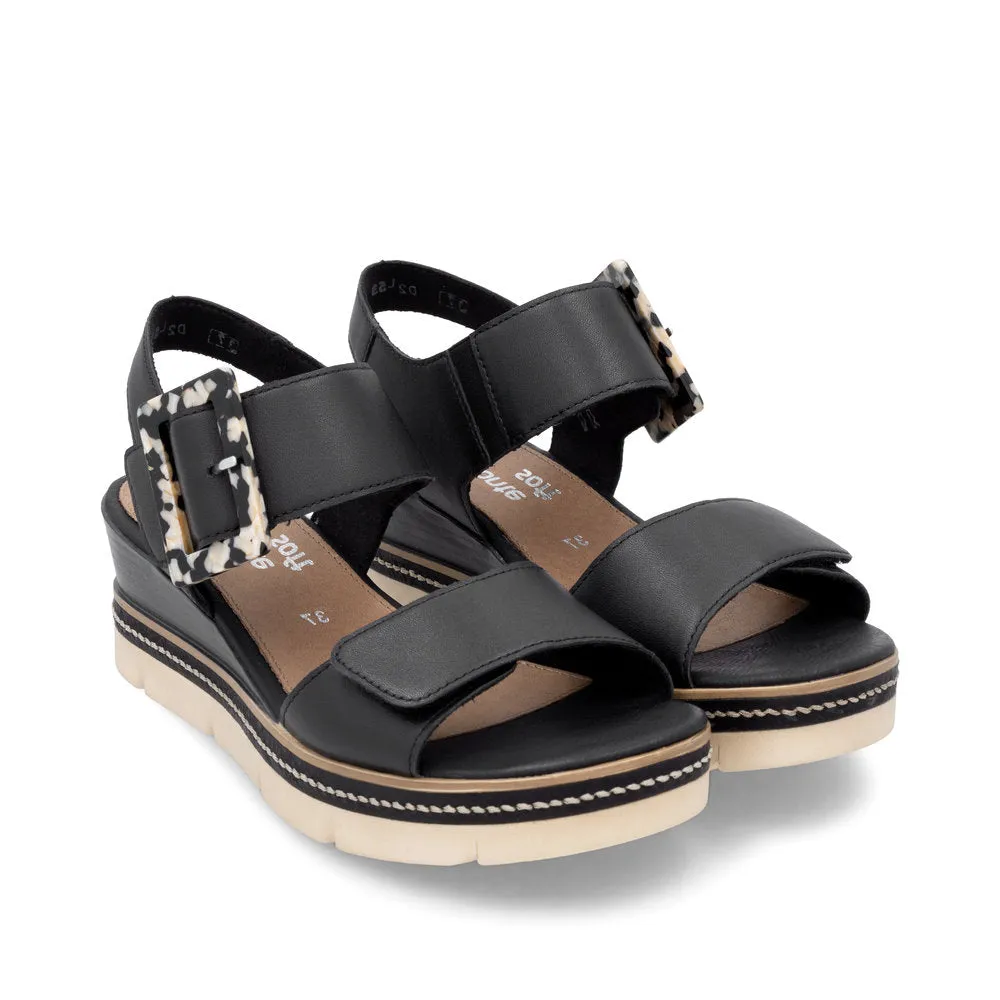 Remonte D2L53 - Ladies Wedge Sandal in Black