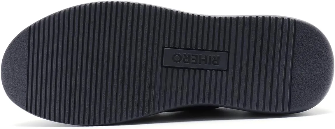 Rihero Mens Casual Shoes Wide Loafers Comfortable Walking Slip On Lightweight Breathable Lace Up Shoes