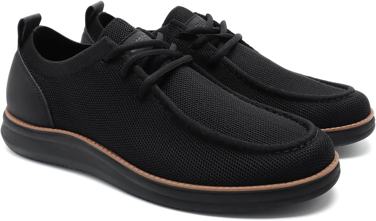 Rihero Mens Casual Shoes Wide Loafers Comfortable Walking Slip On Lightweight Breathable Lace Up Shoes