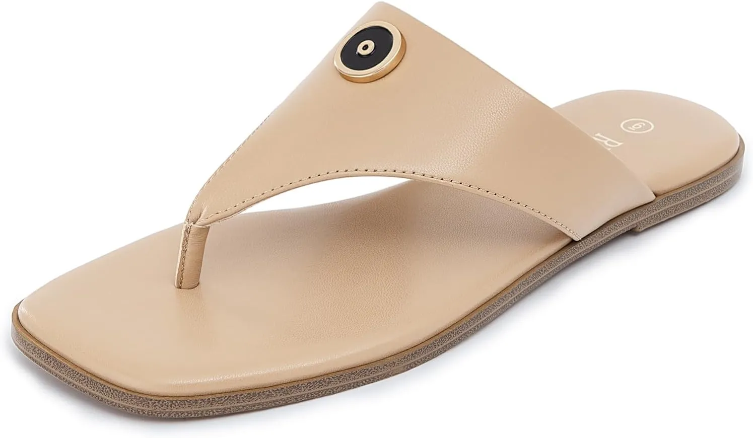 Rihero Women's Flip Flops Square Toe Thong Flat Sandals Summer Comfortable Slip On Beach Slide Sandals