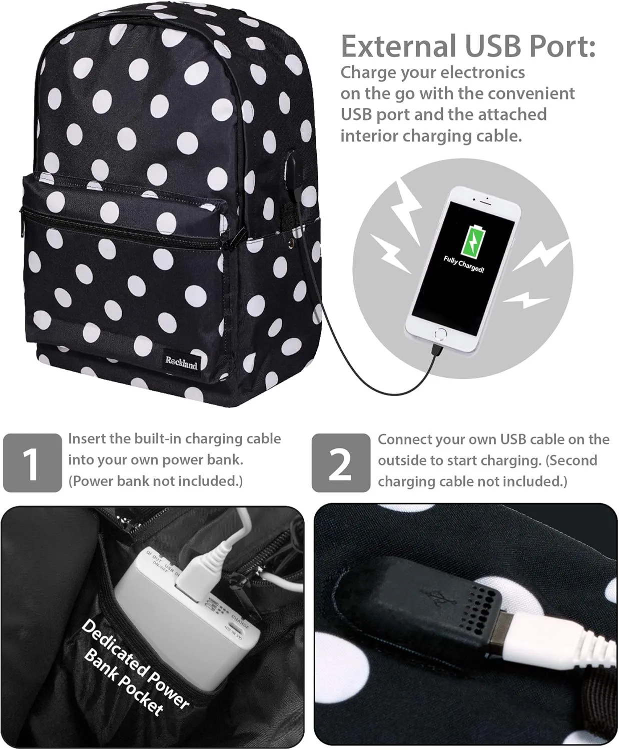 Rockland Classic Laptop Backpack, Blackdot, Large