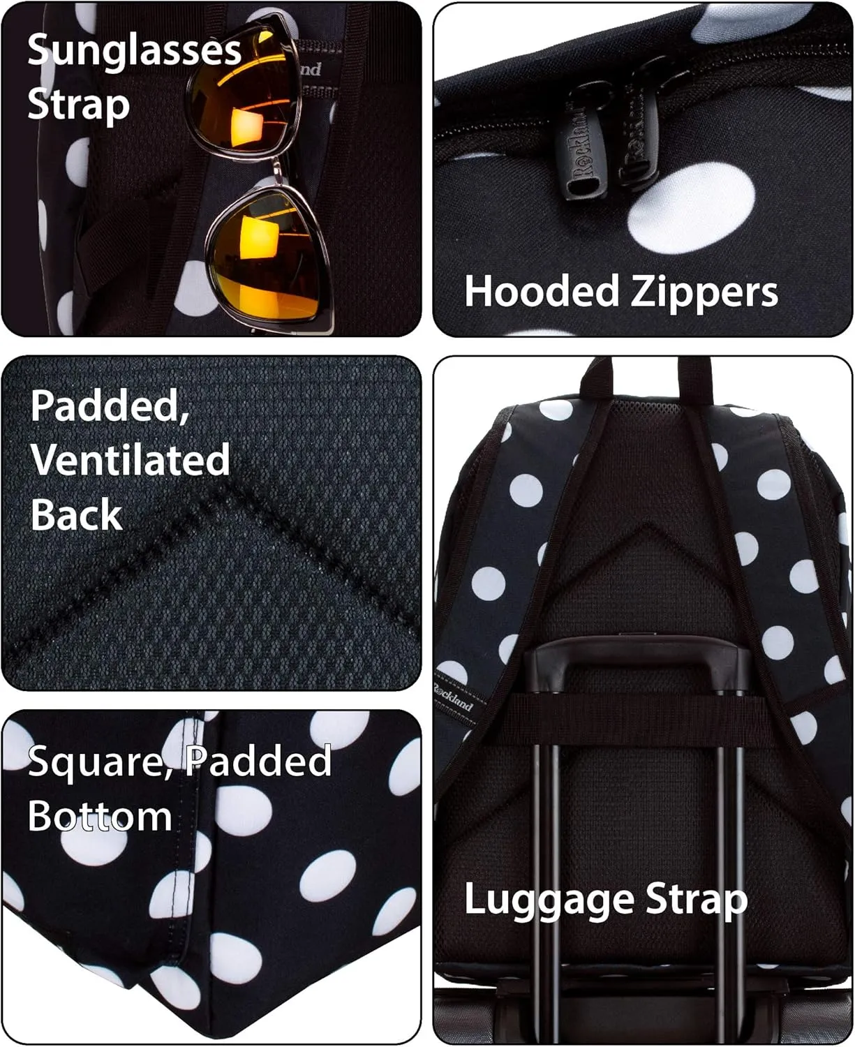 Rockland Classic Laptop Backpack, Blackdot, Large