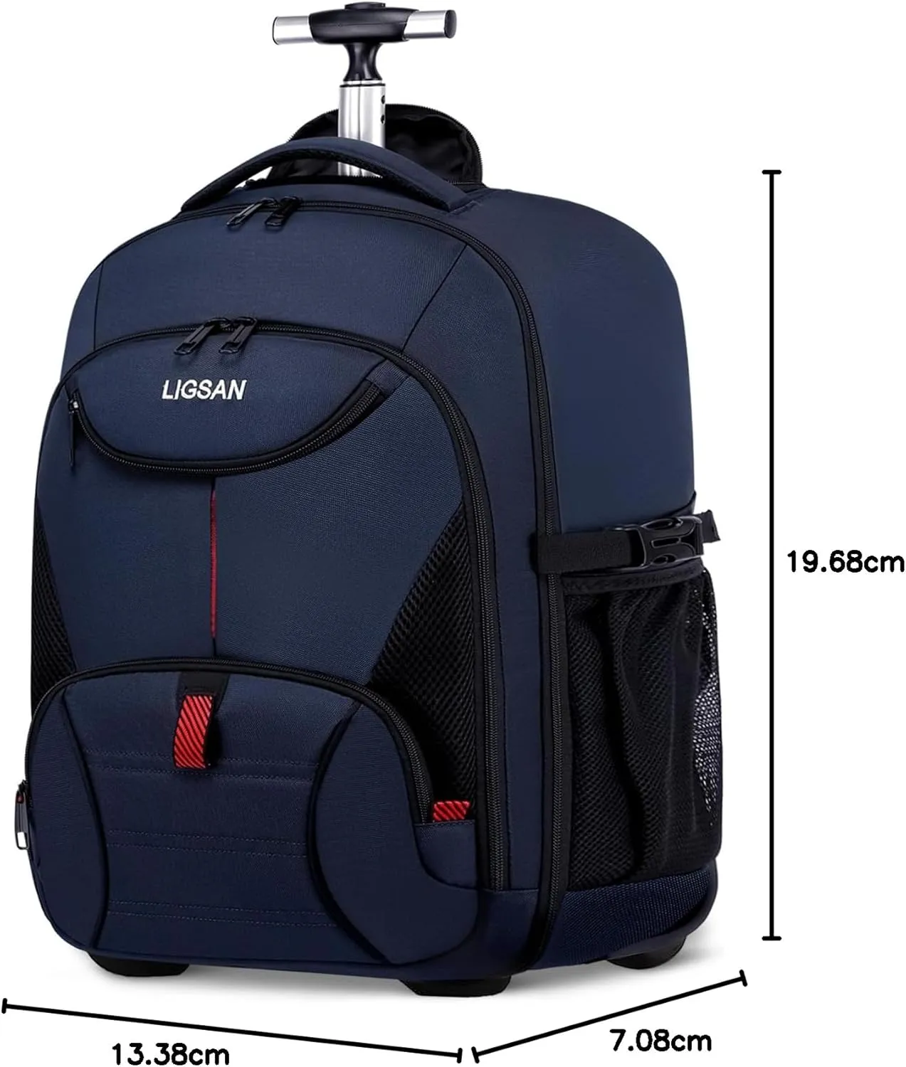 Rolling Backpack for Adults, 17inch Laptop Travel Backpack with Wheels Waterproof Roller Backpacks for Women Men Student Large College Business Suitcase Carry on Luggage Bag Wheeled Bookbag, Blue
