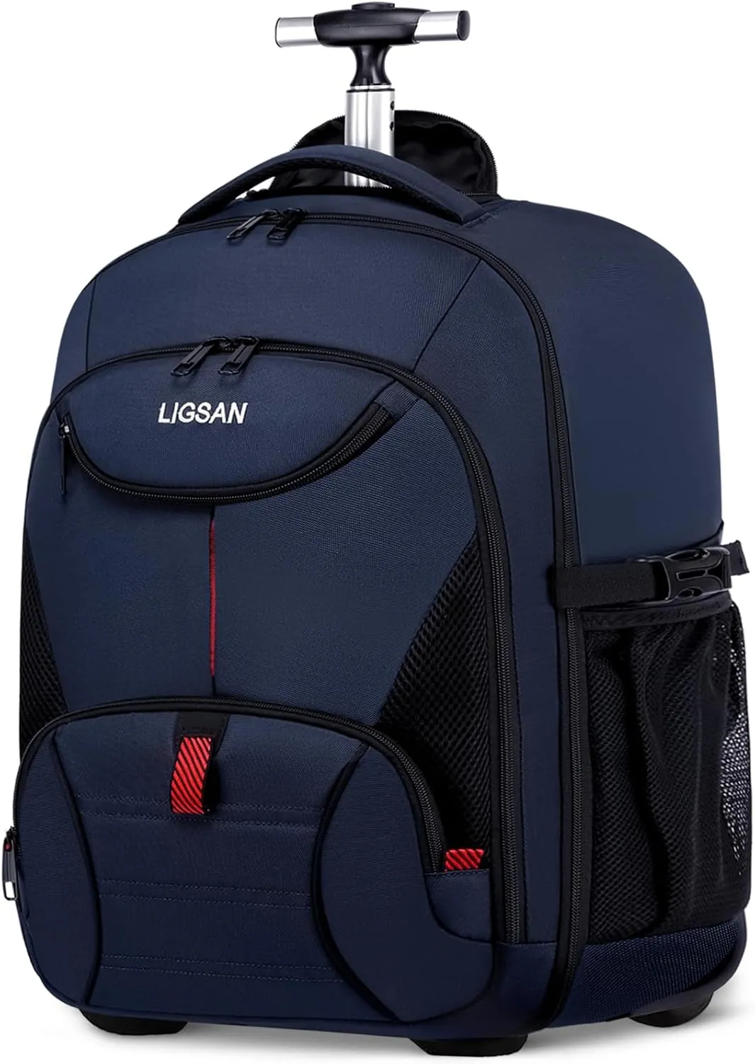 Rolling Backpack for Adults, 17inch Laptop Travel Backpack with Wheels Waterproof Roller Backpacks for Women Men Student Large College Business Suitcase Carry on Luggage Bag Wheeled Bookbag, Blue