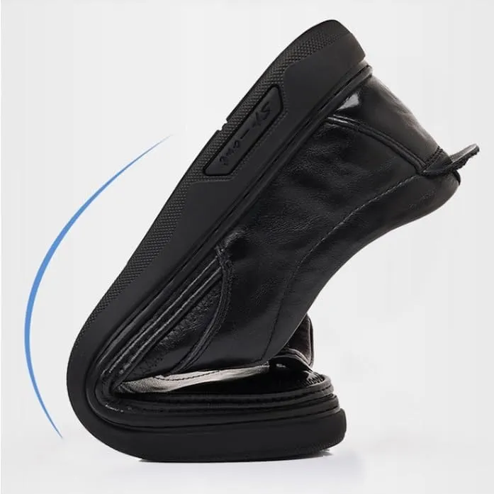 Round Toe Leather Shoes Men's Business Casual Loafers Men Lightweight Soft Breathable Slip-on Shoes