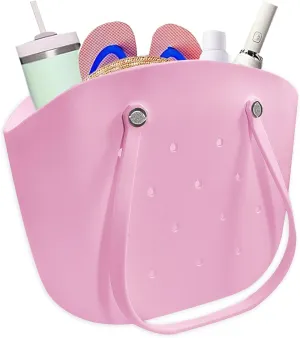 Rubber Beach Bag Large Waterproof Lightweight Washable Durable Bogo Bag Women Rubber Tote Bag for Beach, Pool, Gym