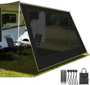 RV Awning Sun Shade Screen 15'3''×8', Heavy-Duty 600D PVC Mesh, Camping Trailer Awning Shadescreen for UV Protection ＆ Privacy
