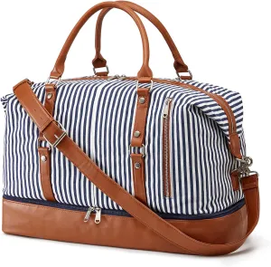 S-ZONE 21" Weekender Bags for Women 50L Canvas Overnight Weekend Bag with Shoe Compartment