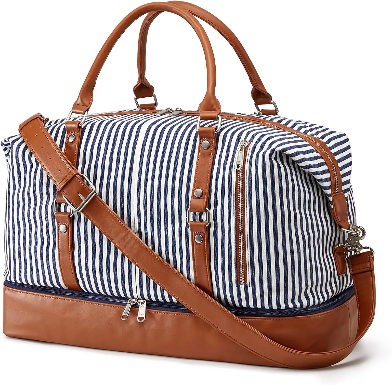 S-ZONE 21" Weekender Bags for Women 50L Canvas Overnight Weekend Bag with Shoe Compartment