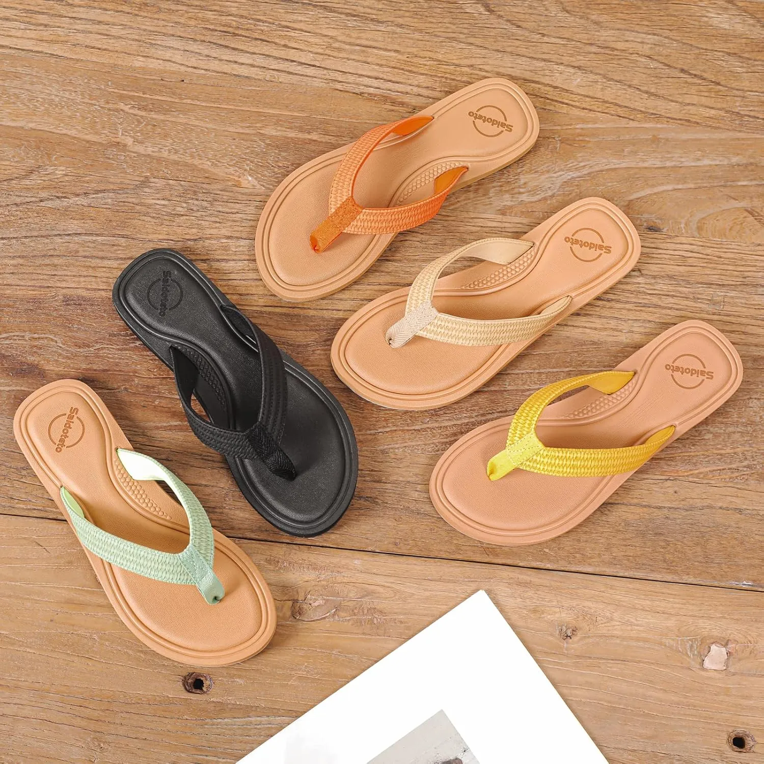 Saidoteto Women's Flip Flops Flat Sandal Casual Summer Thongs Comfort Slip-on Sandal Beach Wear