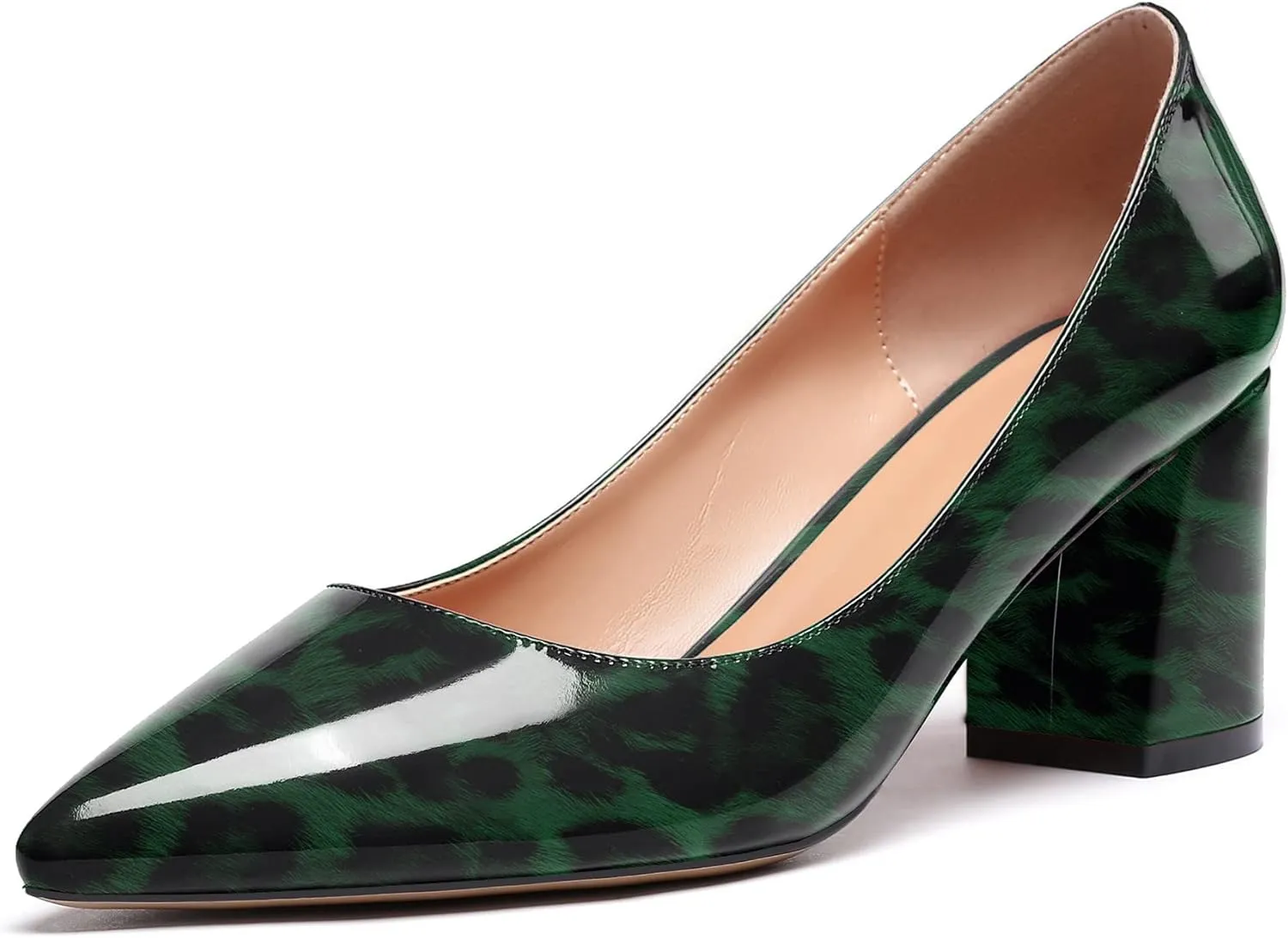 SAMMITOP Women's Chunky Block Pumps Closed Toe Slip On Heels Business Office Classic Dress Shoes
