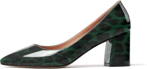 SAMMITOP Women's Chunky Block Pumps Closed Toe Slip On Heels Business Office Classic Dress Shoes