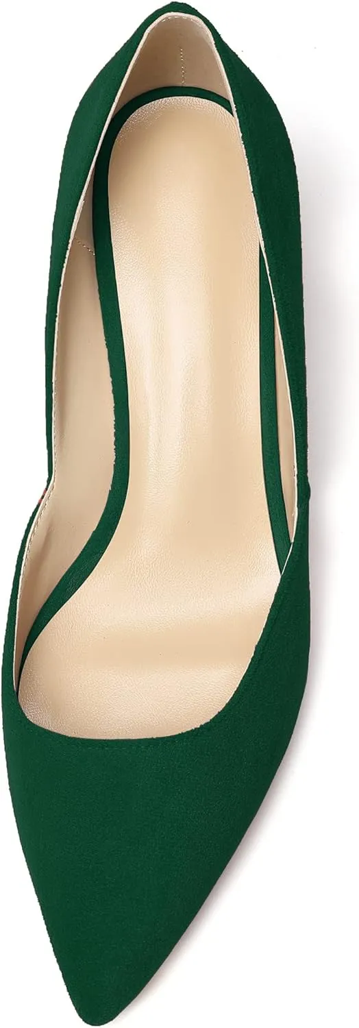 SAMMITOP Women's Pointed Toe D'Orsay Block Chunky Heels Pumps Slip On Classic Dress Shoes