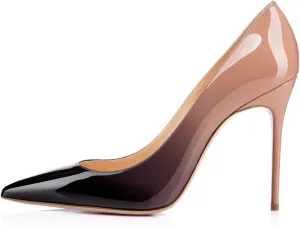 SAMMITOP Women's Pointed Toe Pumps Classic Slip-on 100mm High Heels Office Dress Shoes