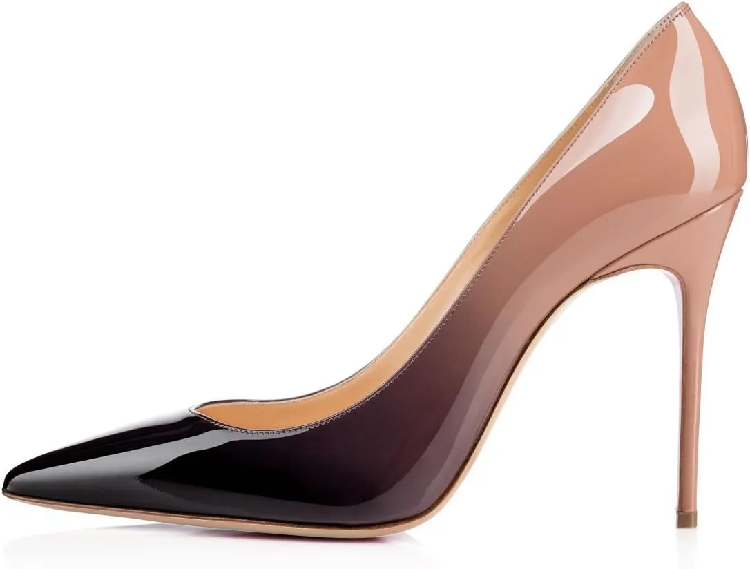 SAMMITOP Women's Pointed Toe Pumps Classic Slip-on 100mm High Heels Office Dress Shoes