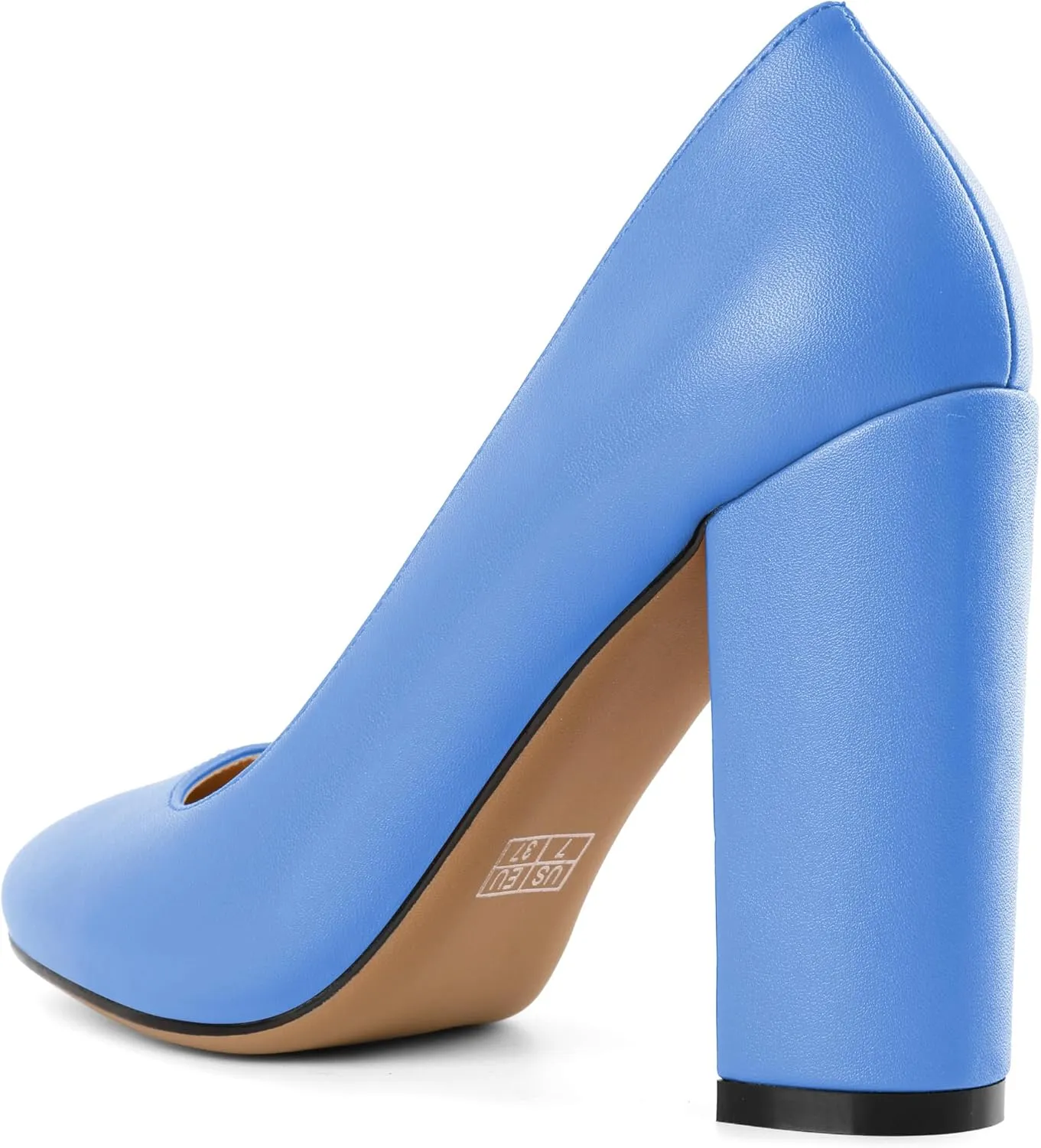 SAMMITOP Women's Round Toe Block Heel Pumps Slip On Chunky High Heels Classic Dress Shoes for Wedding Party Events 4''