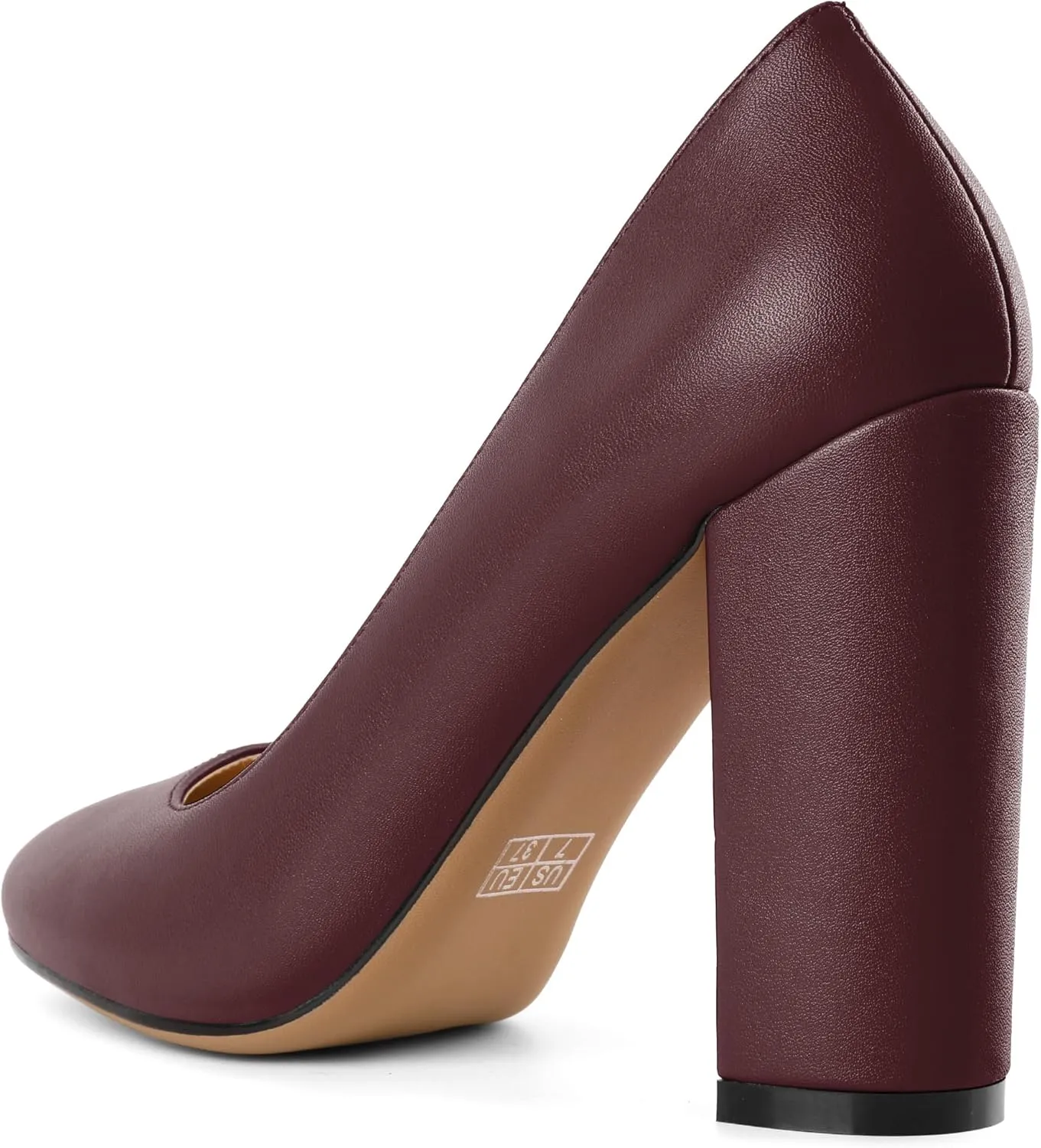 SAMMITOP Women's Round Toe Block Heel Pumps Slip On Chunky High Heels Classic Dress Shoes for Wedding Party Events 4''