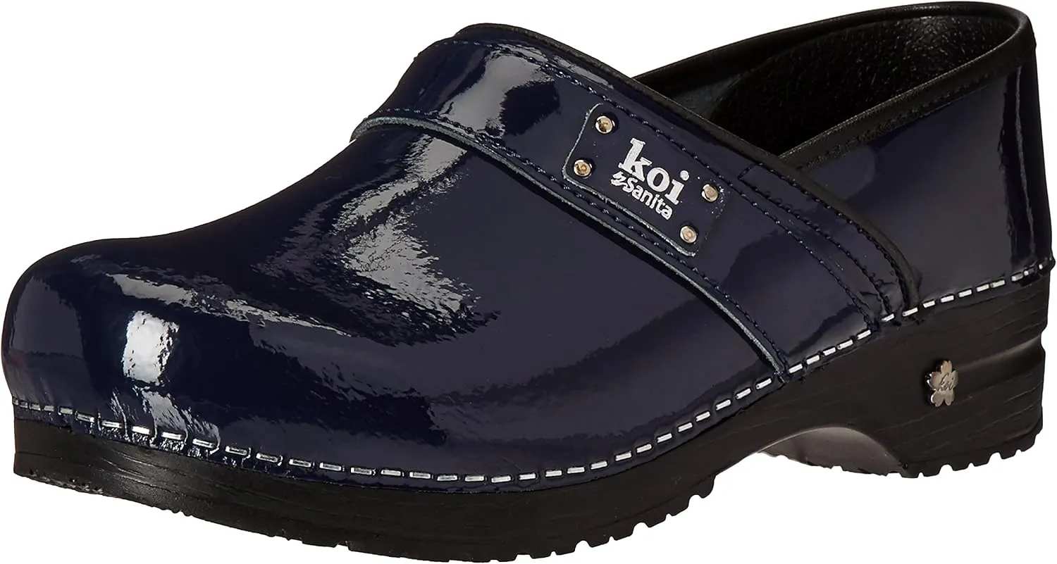 Sanita Lindsey Patent Leather Clogs for Women - Arch Support, Durable, APMA-Approved Slip-On Shoes