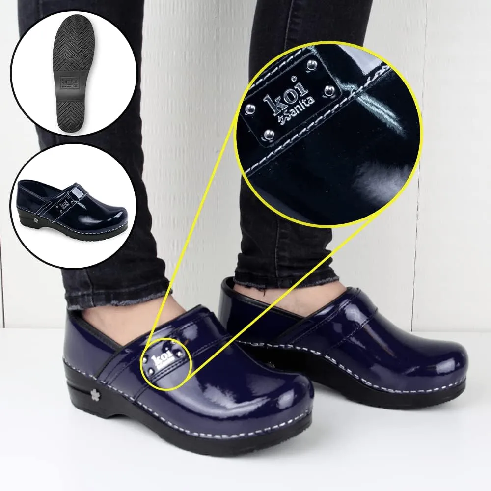 Sanita Lindsey Patent Leather Clogs for Women - Arch Support, Durable, APMA-Approved Slip-On Shoes