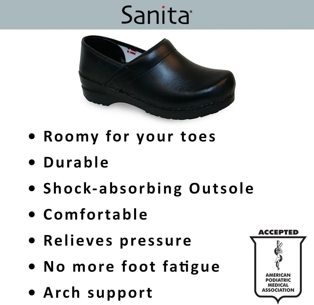 Sanita Pro Textured Oiled Professional Clogs for Men - Arch Support, Durable, Closed-Back Slip-On Shoes