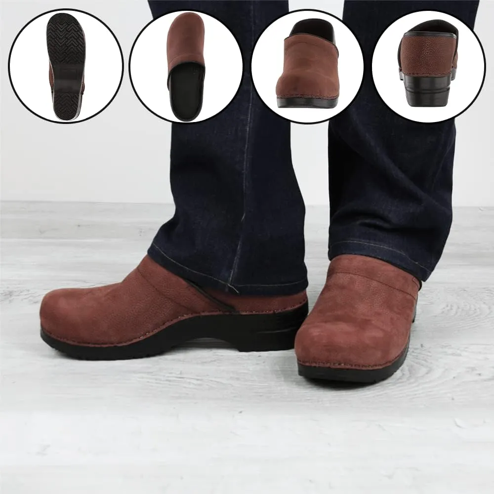 Sanita Pro Textured Oiled Professional Clogs for Men - Arch Support, Durable, Closed-Back Slip-On Shoes