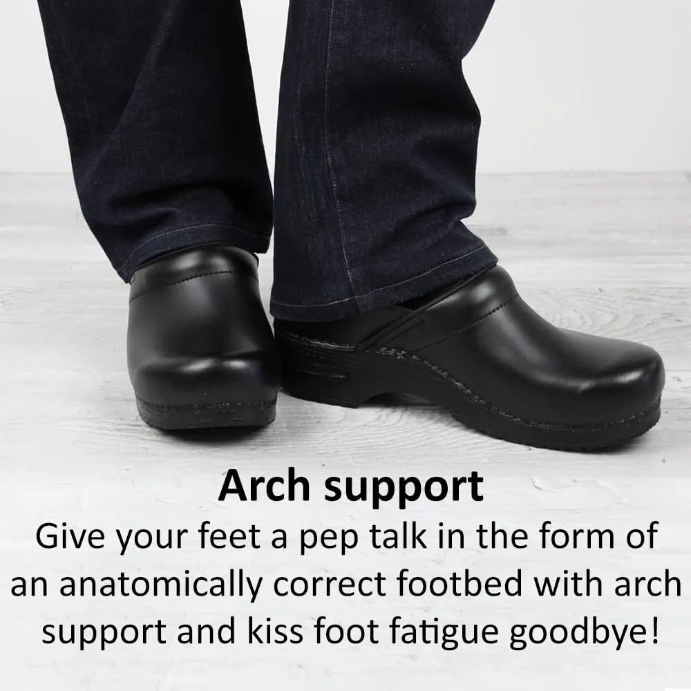 Sanita Pro Textured Oiled Professional Clogs for Men - Arch Support, Durable, Closed-Back Slip-On Shoes