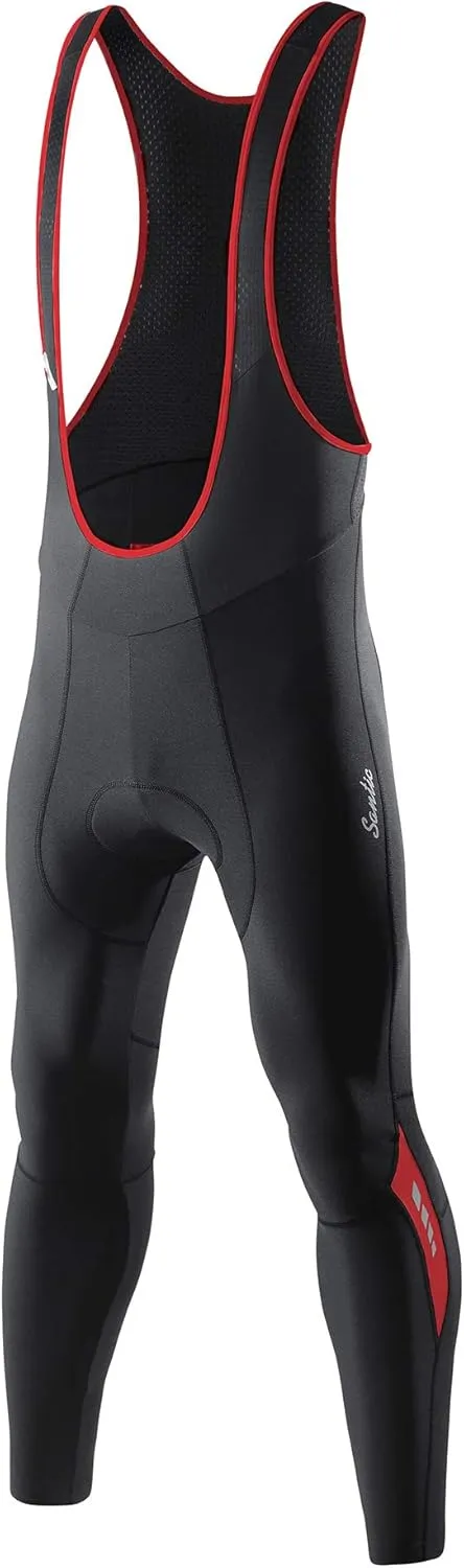 Santic Men's Winter Fleece Pro Cycling Bib Pants 4D Padded Thermal Cold Weather Bike Riding Pants with Pockets