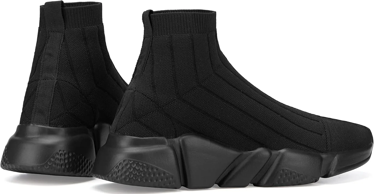 Santiro Mens High Top Sneakers Gym Breathable Tennis Running Walking Slip On Shoes
