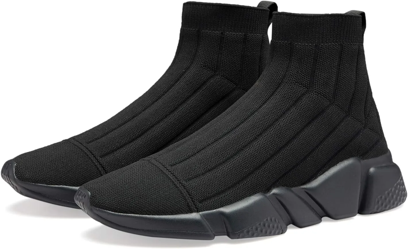 Santiro Mens High Top Sneakers Gym Breathable Tennis Running Walking Slip On Shoes