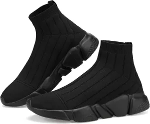 Santiro Mens High Top Sneakers Gym Breathable Tennis Running Walking Slip On Shoes