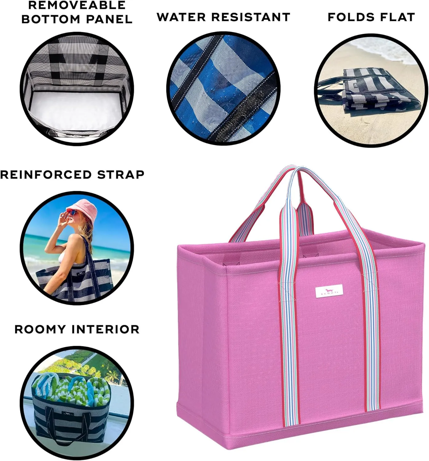 SCOUT Roadtripper - Large Beach Tote Bags For Women - Sandproof Breathable Woven Beach Bag, Pool Bag And Travel - Mom Bag