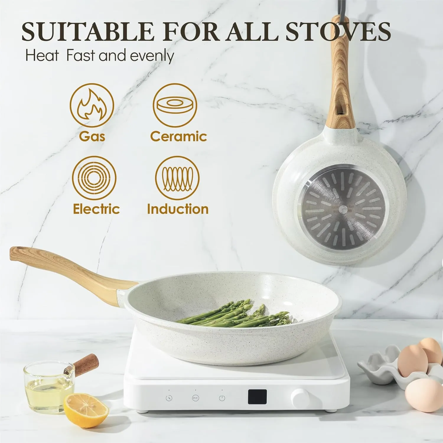 SENSARTE Nonstick Ceramic Frying Pan Skillet, 11 Inch Omelet Pan, Healthy Non Toxic Induction Compatible Egg Pan with Heat Resistant Handle, PTFE and PFAS-Free