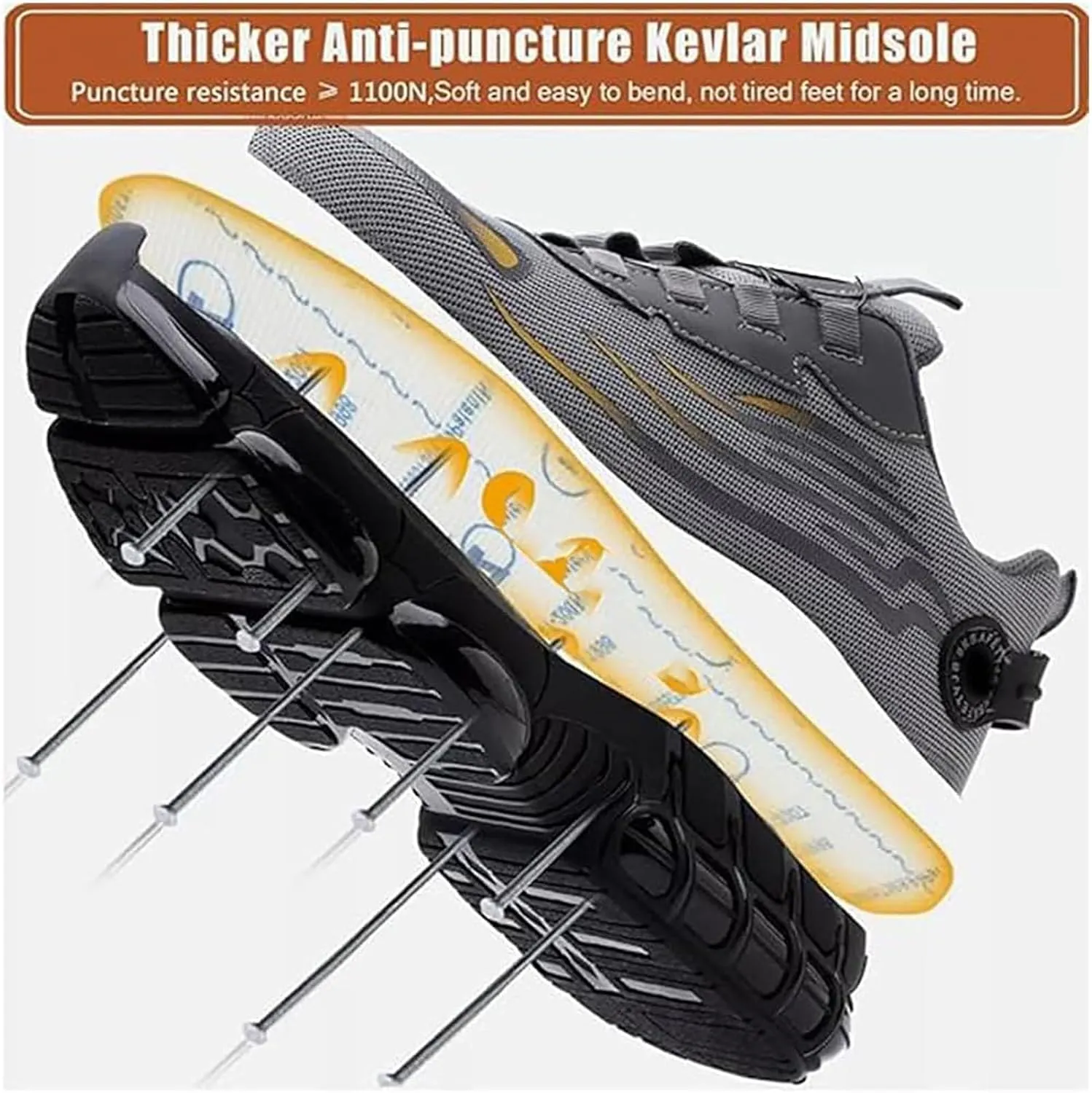 Shoes for Men, Steel Toe Power Trainers, Steel Toe Shoes, Puncture Proof Slip on Sneakers