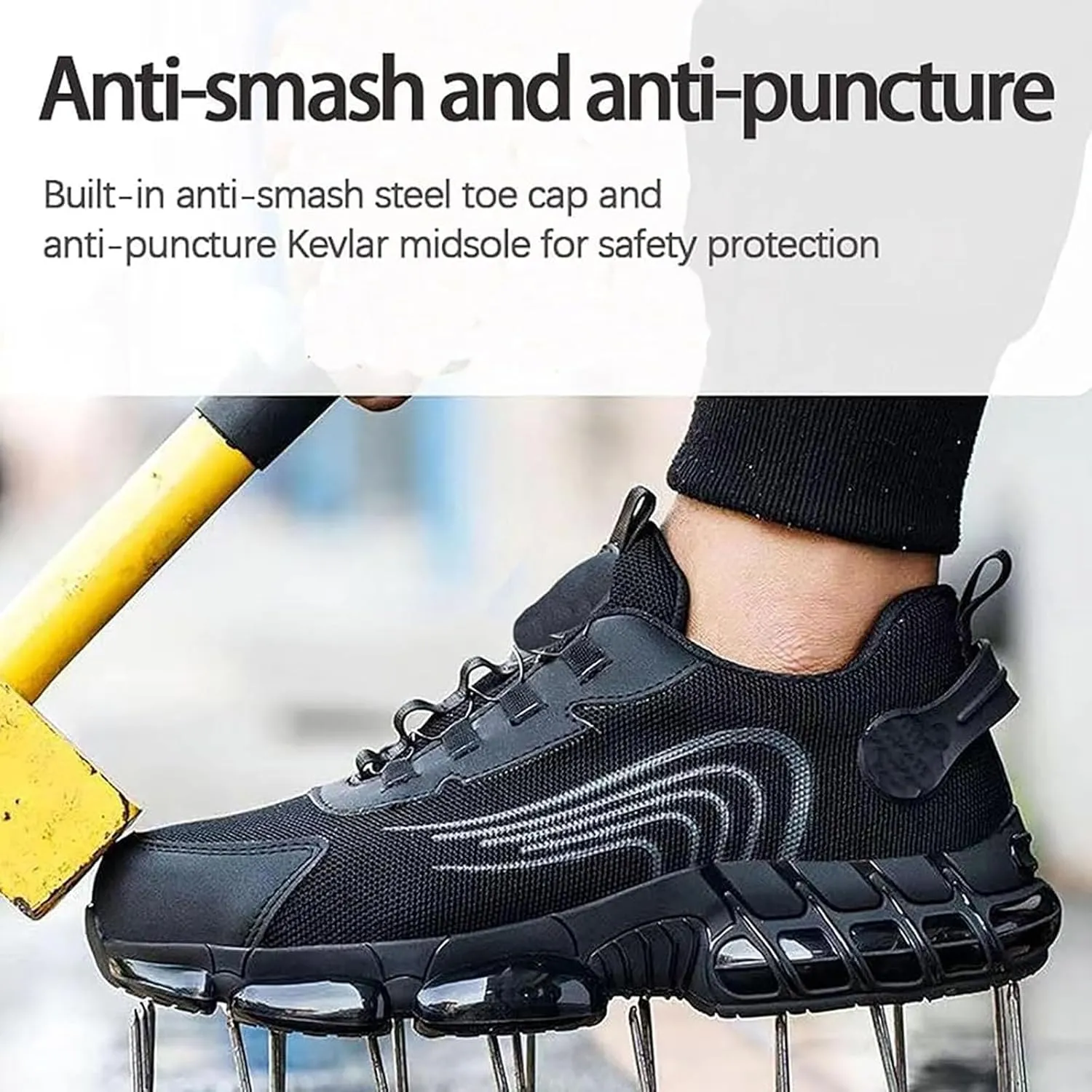 Shoes for Men, Steel Toe Power Trainers, Steel Toe Shoes, Puncture Proof Slip on Sneakers