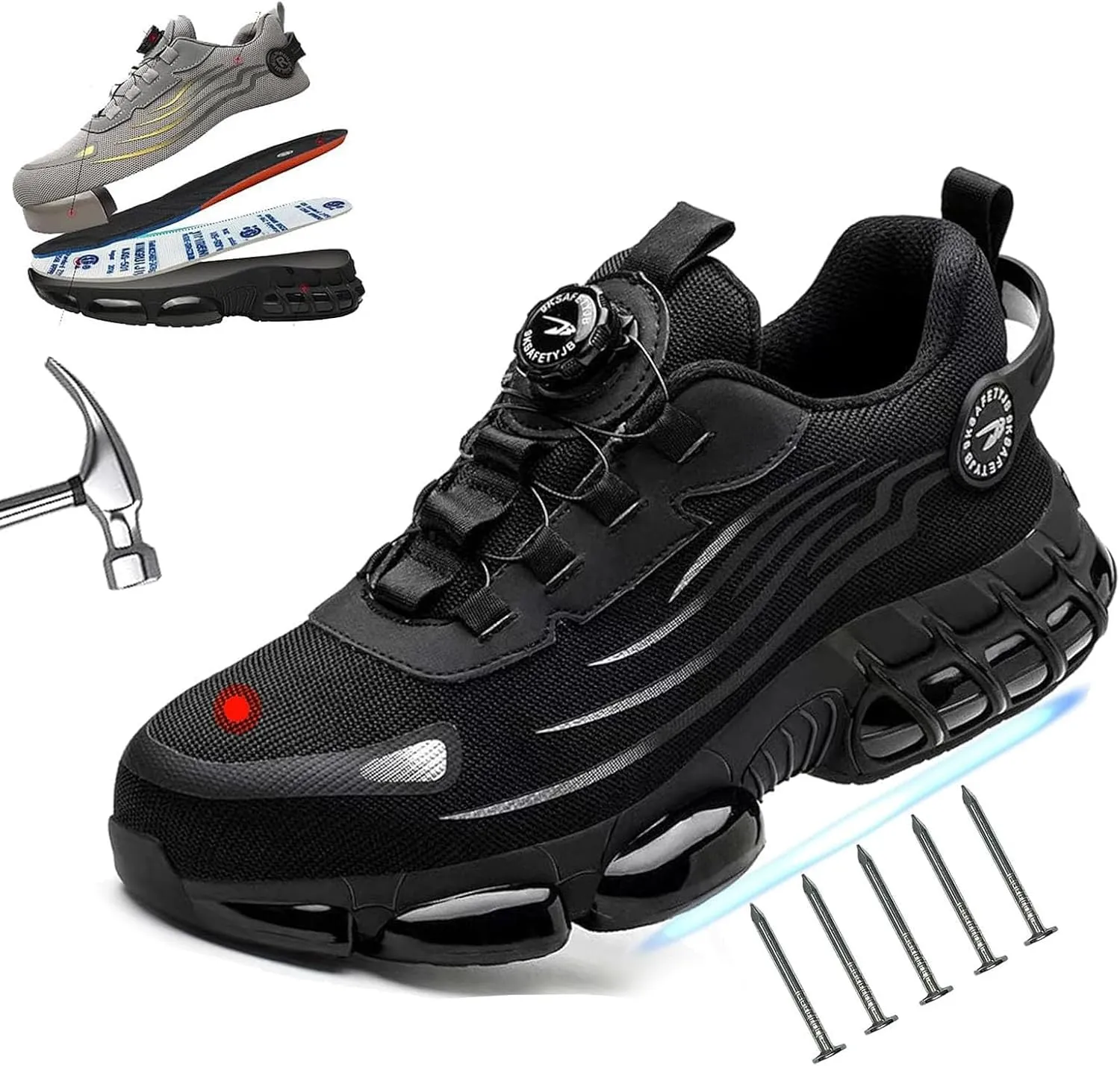 Shoes for Men, Steel Toe Power Trainers, Steel Toe Shoes, Puncture Proof Slip on Sneakers