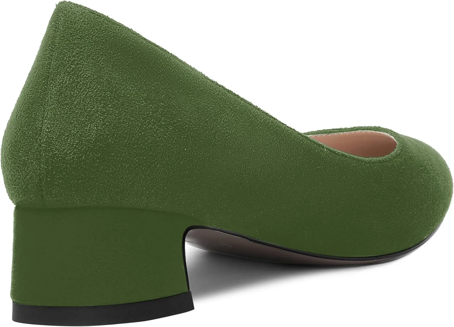 SHOWFOREST Womens Dress Solid Business Suede Round Toe Slip On Chunky Low Heel Pumps Shoes 1.5 Inch